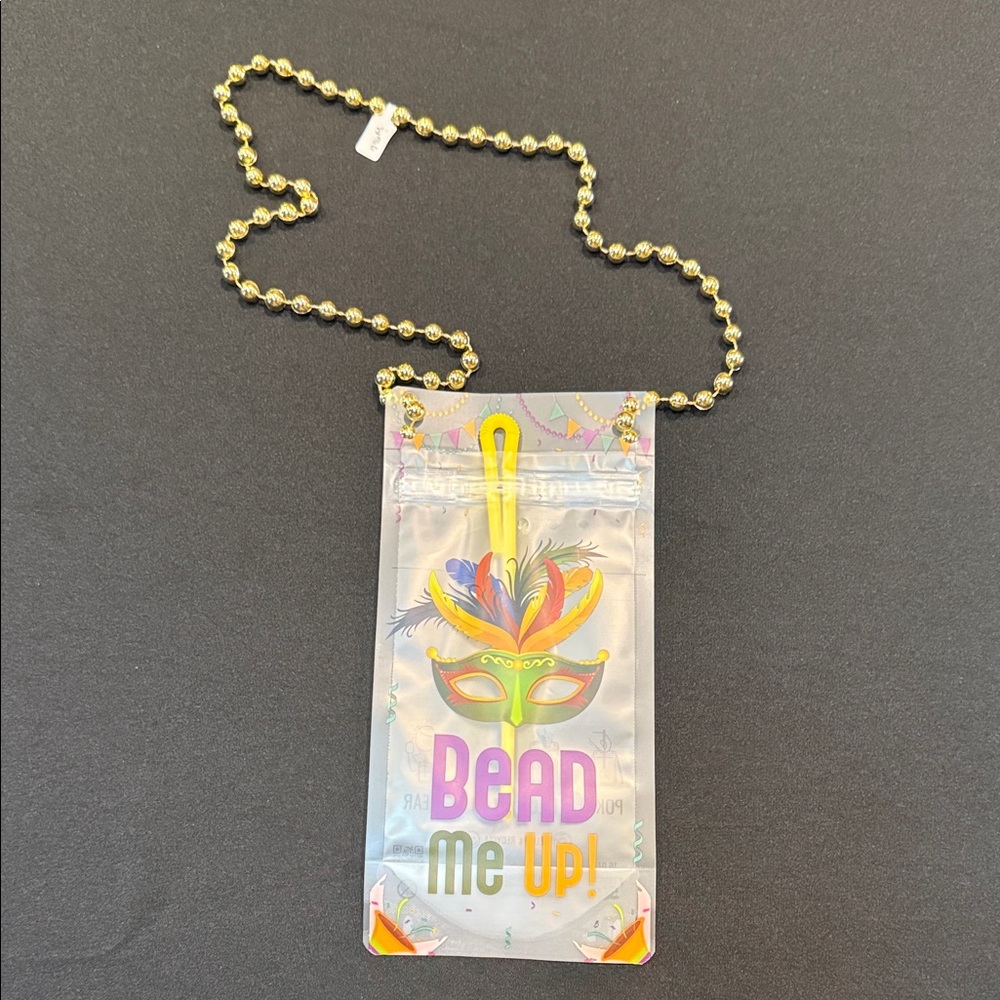 Mardi Gras Bead Me Up Drink Pouch Necklace